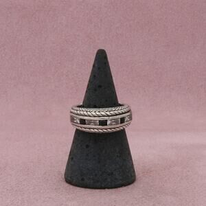 judith ripka sterling silver blue sapphire & cz braided band ring size 7